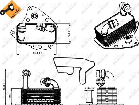 NRF 31343 - Oil Cooler, engine oil autospares.lv