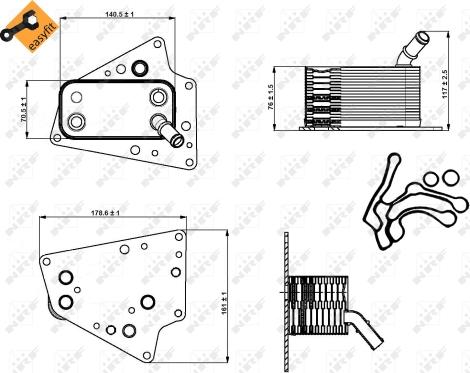 NRF 31258 - Oil Cooler, engine oil autospares.lv