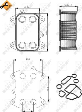 NRF 31263 - Oil Cooler, engine oil autospares.lv