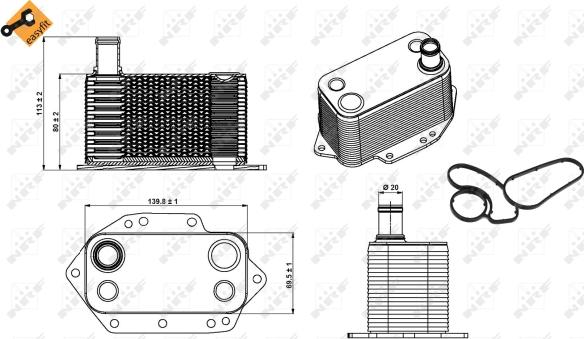 NRF 31281 - Oil Cooler, engine oil autospares.lv