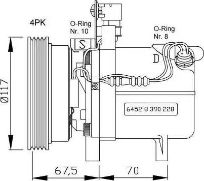 NRF 32055G - Compressor, air conditioning autospares.lv