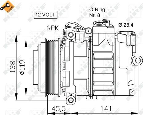 NRF 32053 - Compressor, air conditioning autospares.lv