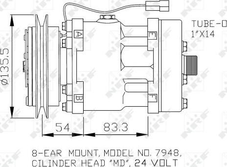 NRF 32074 - Compressor, air conditioning autospares.lv