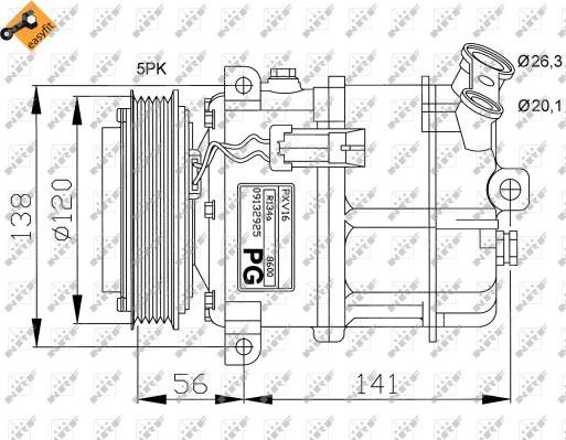 NRF 32117G - Compressor, air conditioning autospares.lv