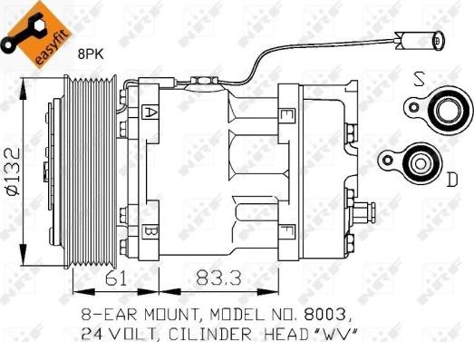 NRF 32753 - Compressor, air conditioning autospares.lv