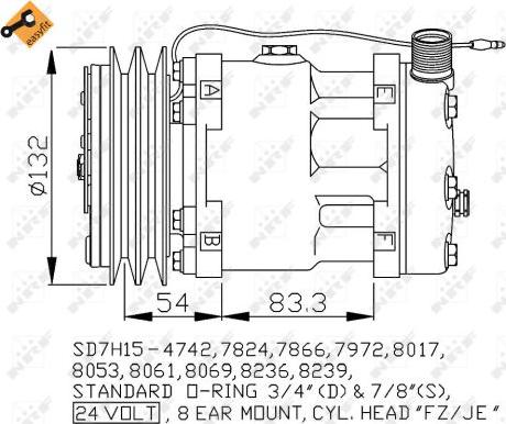 NRF 32769 - Compressor, air conditioning autospares.lv