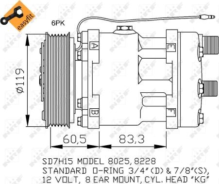 NRF 32768 - Compressor, air conditioning autospares.lv