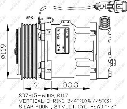 NRF 32706G - Compressor, air conditioning autospares.lv