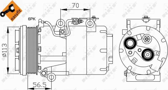 NRF 32722 - Compressor, air conditioning autospares.lv