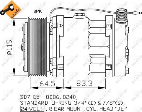 NRF 32770 - Compressor, air conditioning autospares.lv