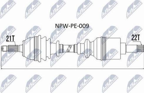 NTY NPW-PE-009 - Drive Shaft autospares.lv