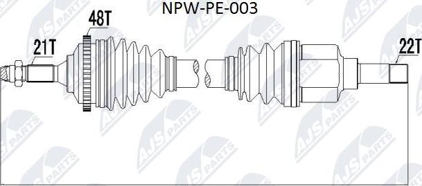 NTY NPW-PE-003 - Drive Shaft autospares.lv