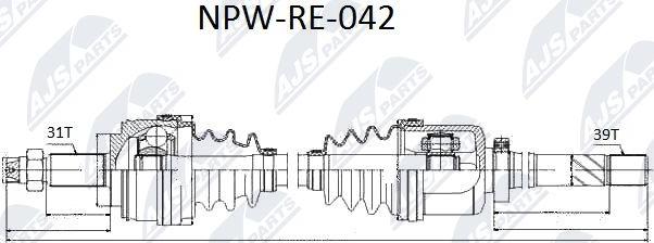 NTY NPW-RE-042 - Drive Shaft autospares.lv