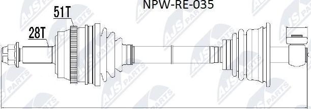 NTY NPW-RE-035 - Drive Shaft autospares.lv