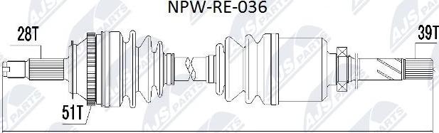 NTY NPW-RE-036 - Drive Shaft autospares.lv