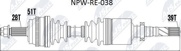 NTY NPW-RE-038 - Drive Shaft autospares.lv