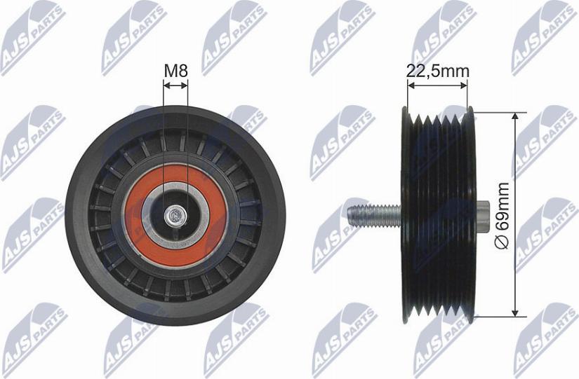 NTY RNK-ME-028 - Deflection / Guide Pulley, V-belt autospares.lv