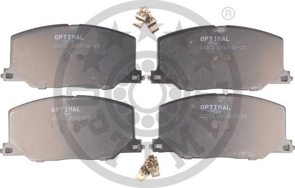 Optimal 9549 - Brake Pad Set, disc brake autospares.lv