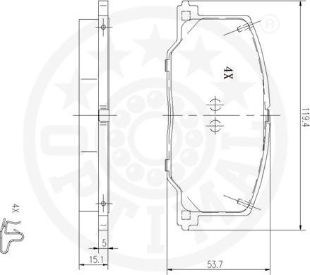 Optimal 9549 - Brake Pad Set, disc brake autospares.lv