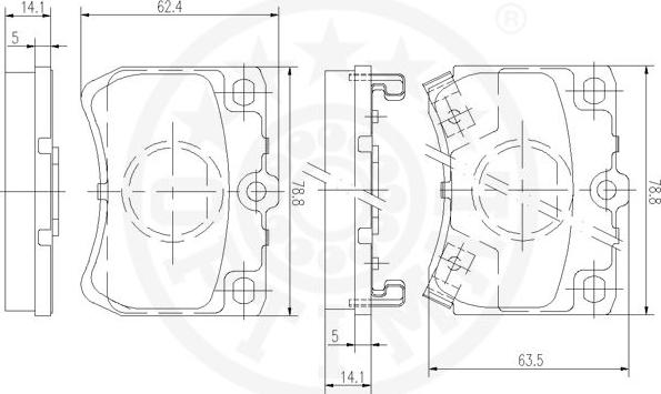 Optimal 9552 - Brake Pad Set, disc brake autospares.lv