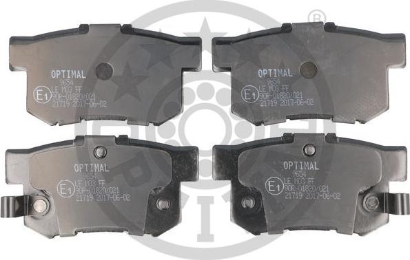 Optimal 9654 - Brake Pad Set, disc brake autospares.lv