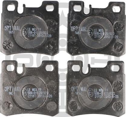 Optimal 9657 - Brake Pad Set, disc brake autospares.lv