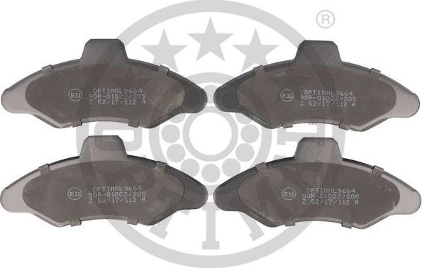 Optimal 9664 - Brake Pad Set, disc brake autospares.lv