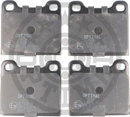Optimal 9154 - Brake Pad Set, disc brake autospares.lv