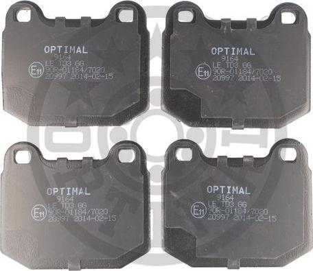 Optimal 9164 - Brake Pad Set, disc brake autospares.lv