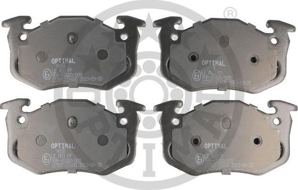 Optimal 9858 - Brake Pad Set, disc brake autospares.lv