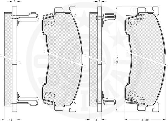 Optimal 9811 - Brake Pad Set, disc brake autospares.lv