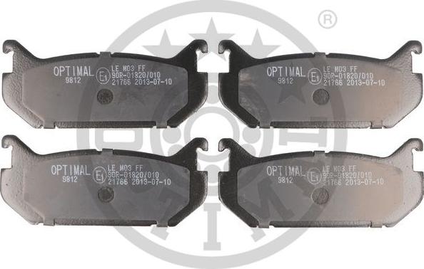 Optimal 9812 - Brake Pad Set, disc brake autospares.lv