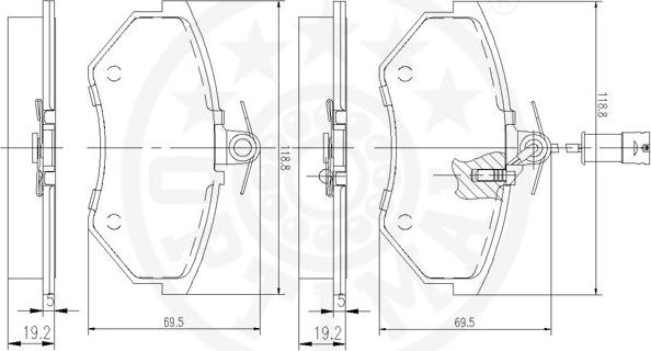 Optimal 9338 - Brake Pad Set, disc brake autospares.lv