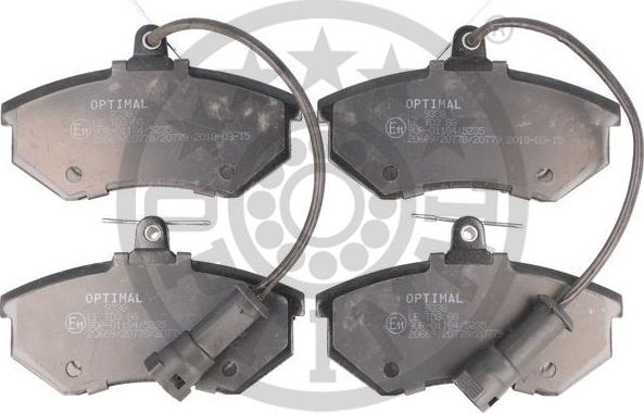 Optimal 9338 - Brake Pad Set, disc brake autospares.lv