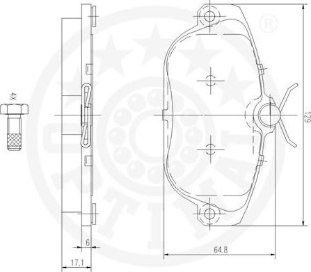 Optimal 9736 - Brake Pad Set, disc brake autospares.lv