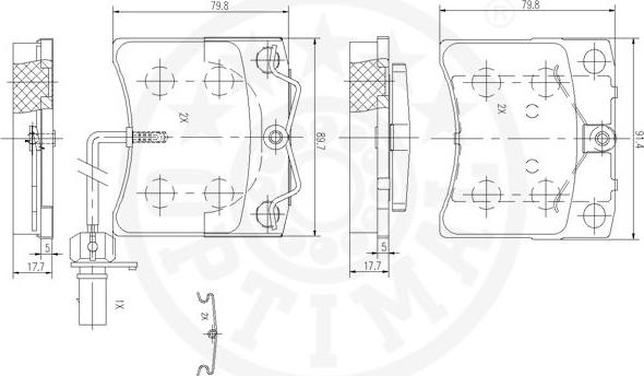 Optimal 10482 - Brake Pad Set, disc brake autospares.lv