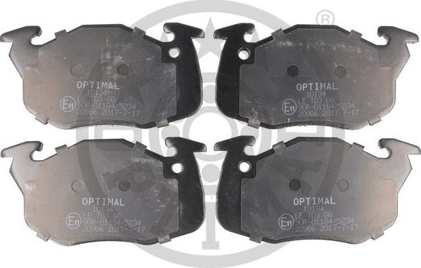 Optimal 10134 - Brake Pad Set, disc brake autospares.lv