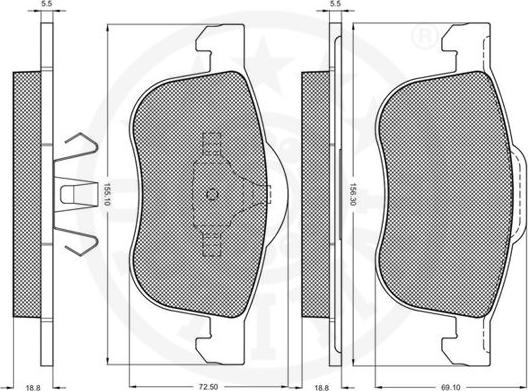 Optimal 10348 - Brake Pad Set, disc brake autospares.lv