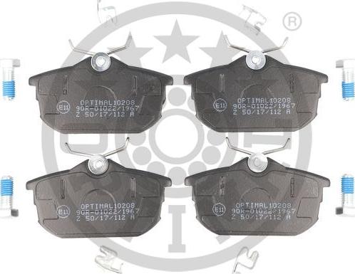 Optimal 10208 - Brake Pad Set, disc brake autospares.lv