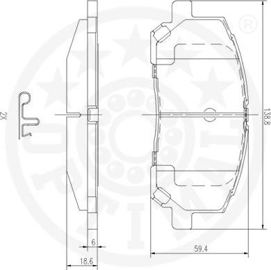 Optimal 12496 - Brake Pad Set, disc brake autospares.lv