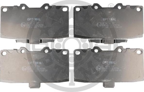 Optimal 12411 - Brake Pad Set, disc brake autospares.lv