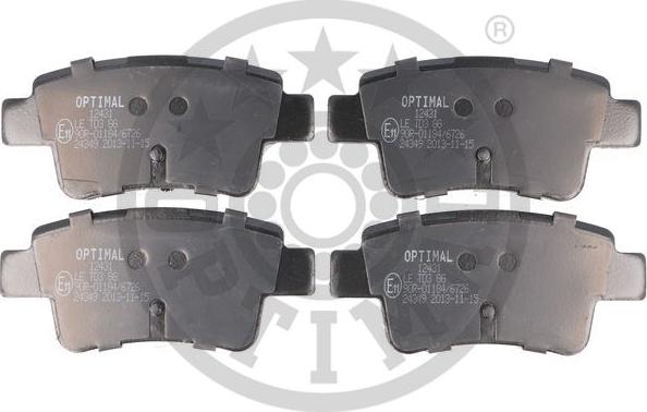 Optimal 12431 - Brake Pad Set, disc brake autospares.lv