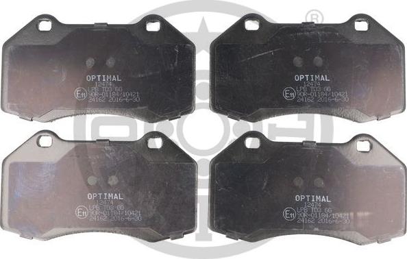 Optimal 12474 - Brake Pad Set, disc brake autospares.lv
