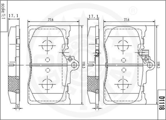 Optimal 12527 - Brake Pad Set, disc brake autospares.lv