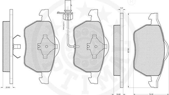 Optimal 12093 - Brake Pad Set, disc brake autospares.lv