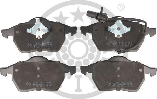 Optimal 12093 - Brake Pad Set, disc brake autospares.lv