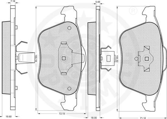 Optimal 12142 - Brake Pad Set, disc brake autospares.lv