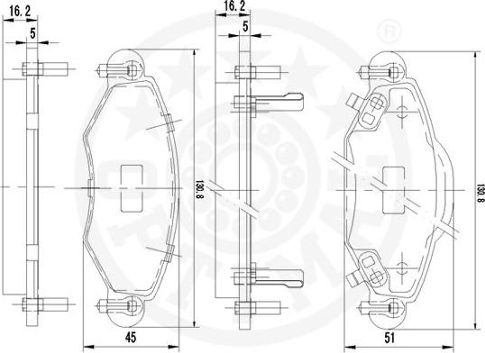 Optimal 12170 - Brake Pad Set, disc brake autospares.lv