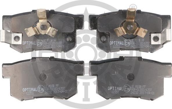 Optimal 12353 - Brake Pad Set, disc brake autospares.lv