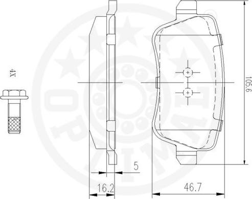 Optimal 12313 - Brake Pad Set, disc brake autospares.lv